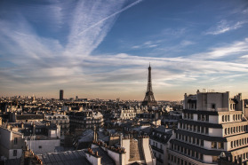 Paris Eiffel Tower at dusk